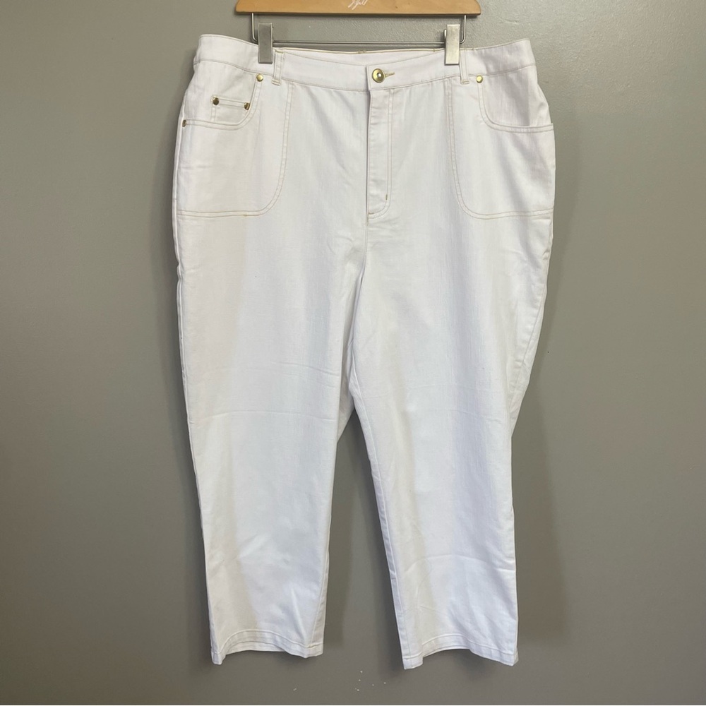 Catherines Added Dimensions Jeans 22W Plus Blue  Denim Crop‎ Stretch